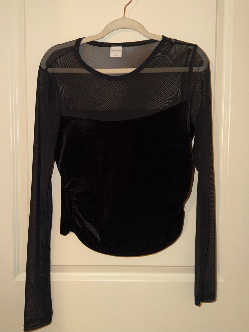 Black Velvet/ Mesh Long Sleeve- Size Large